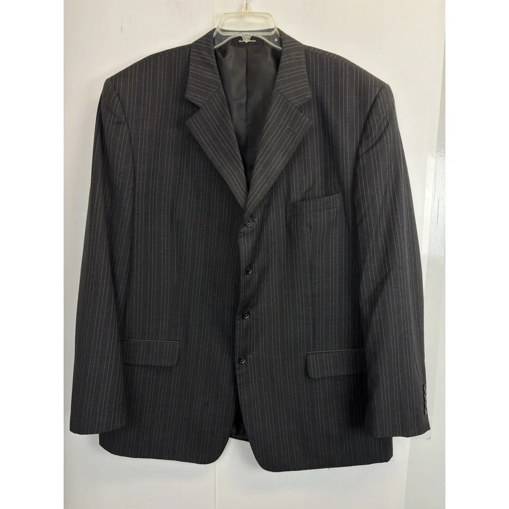 Martina Franca Wool 2-pc Suit Men's 48L 3 Button Blazer‎ 40X31 Pants Grey Stripe
